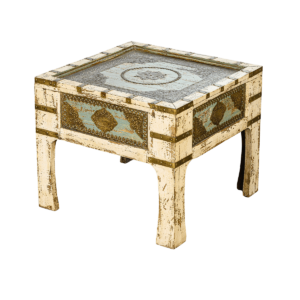 Vintage Oriental coffee table with brass trim