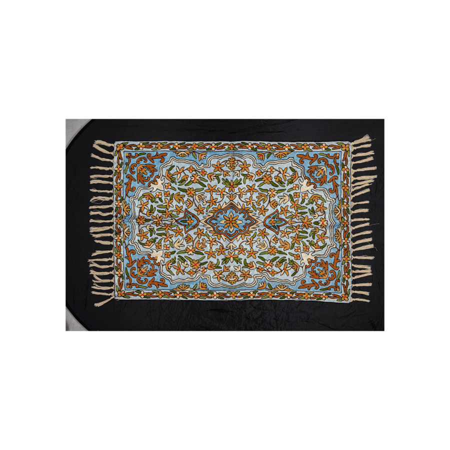 Indiai kézzel készített hagyományos láncöltéses kasmír selyem szőnyeg és falikárpit