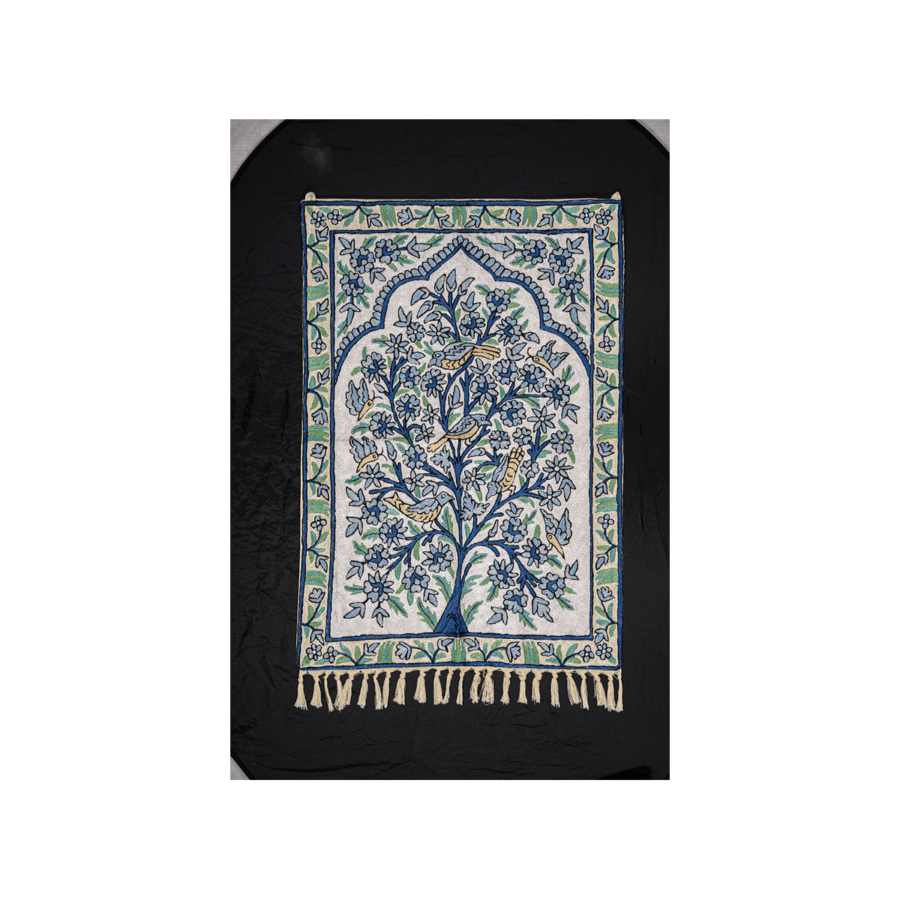 Tree of Life Indian handmade traditional chain stiched cashmere silk carpet | Wall hanging