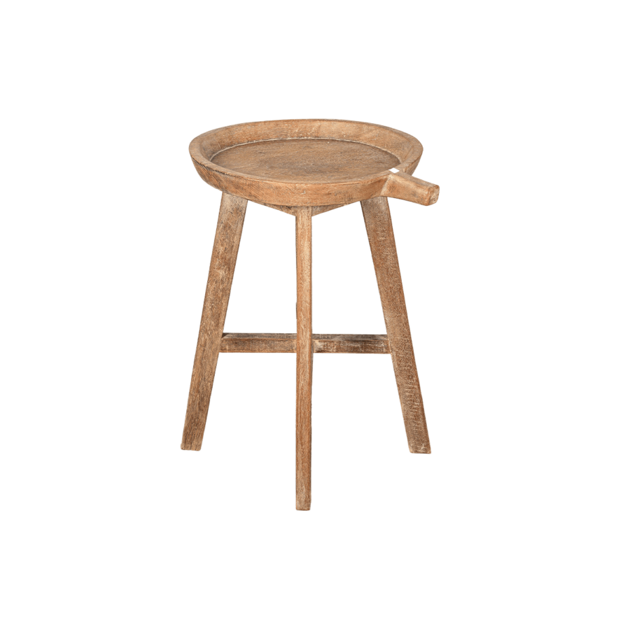 Round vintage teak small table made of recycled wood from Thailand | Multiple sizes and colors